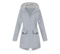 Generico Rains Impermeabile Donna, Trench Impermeabile Donna, con Cappuccio a Vento con Tasche Giubbotto Impermeabile Antivento Classica Montagna Antipioggia Giacca Invernale Cappotto Outdoor
