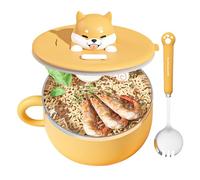 Generico Ramen Bowl Set - 304 Stainless Steel + PP Noodles Cup | Ramen Cooker Heat-retaining Lid With Spoon And Fork | Noodle Soup Bowl Holds 2 Portions, For Dumplings And Hot Meals