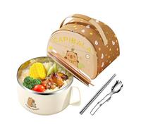 Generico Ramen Bowl Set, Capybara Ramen Container, 7.87 Inches Large Capacity Tableware for Everyday Dining, Soup, Noodle, Salad, Cereal, Fruit, School, Dormitory, Apartment, Travel, White