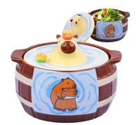 Generico Ramen Bowls - Cartoon Capybara Noodles Bowl | Pasta Soup Large Bowls with Lids | Porcelain Soup Bowl Traditional Asian Serving Bowl for Udon Pho Pasta Salad