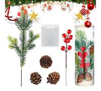 Generico Rami di Natale - di bacche rosse artificiali, di bacche di Natale di lunga durata, pigne finte | Rami Stelo per vasi Decorazioni per la casa per le vacanze Forniture per feste di matrimoni