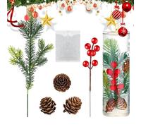 Generico Rami Di Natale - Rami Di Pino Artificiale | Decorazioni Con Di Bacche, Set Di Bacche Rosse Per Vasi, Finta Di Natale Per Decorazioni Per La Casa Per Le Vacanze Forniture Per Feste Di