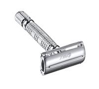 Generico rasoio manuale rasoio da viaggio lamette da barba a doppia faccia kit balsamo per barba lamette double edge safety razor monolama a mano di metallo Silver