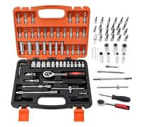 Generico Ratcheting Socket Set - 53 Pieces Carbon Steel Spanner Kit With Storage Case | 10.63x7.87x1.97 Inches Auto Repairing Socket Wrench Suitable For Car Repair Constructions Instrument