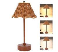 Generico Rattan Desk Lantern - Rechargeable Dimmable Lighting for Bedroom Decor | Wireless Artificial Woven Shade with Soft Glow, Portable Table Lamp for Reading Nightstand