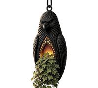 Generico Raven Flower Pot, Gothic Resin Planter, Spooky Aesthetic Ornament