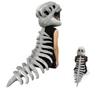 Generico Realistic Dinosaur Skeleton Costume Set, 3D Plush Skeleton Design with Skull Headpiece & Spine, Perfect for Halloween Cospla