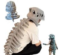 Generico Realistic Dinosaur Skeleton Costume Set, Dinosaur Skull Headpiece and Spine Costume for Adults Teens (S)