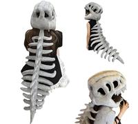 Generico Realistic Dinosaur Skeleton Costume Set, Halloween Dinosaur-Themed Skull Cosplay Props, Adult Dinosaur Jumpsuit with Skull Headpiece and Spine Attachment