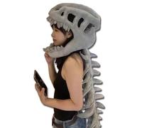 Generico Realistic Dinosaur Skeleton Costume Set,T-Rex Skeletons,Halloween Dinosaur-Themed Skull Cosplay Props,3D Skeleton Design (Gray)