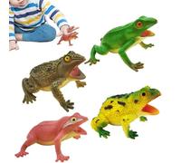 Generico Realistic Frog - Soft Flexible 4 Pieces Set | Whistle Sound Animal Model Toy Doll Figurines | Educational Learning Science Project Props for Ages 3 Up Boys Girls Birthday Cake Decorat