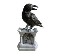 Generico Realistic Halloween Crow Statue - 12" | Lifelike Black Feathered Raven With Sturdy Claws For Perching, High-Definition Sculpted Detail, Spooky Eyes Haunted Houses, Mantels, And Props