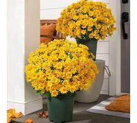 Generico Realistic Sunset Daisies Flowers, Multicolor Artificial Mums for Outdoors Fall Decorations, Fake Fall Flower Daisy with Eucalyptus,Look Real,Full,Vibrant