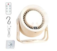 Generico Rechargeable Desk Fan With Light - PP 16x14.5cm 470g Remote Control USB Charging Silent Night Lamp Fan Combo - Multi Speed Wall Hanging Design - Bedroom Dorm Kitchen Cooling Tool