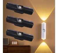 Generico Rechargeable Smart LED Motion Sensor Ambient Light, Smart Rechargeable LED Night Light with Motion Sensor-Rgb Gradient Ambient Lights, for Stairs, Wardrobe, Cabinet (Black,3 PCs)