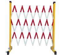 Generico Recinzione di Sicurezza espandibile - Barriera Portatile per Interni ed Esterni, cancello temporaneo espandibile con Ruote, barricata Mobile Rossa e Bianca (1,2x2 m) per Aree protette