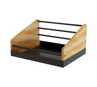 Generico Record Holder Stand - Wooden Space Saving Organizer | Stable Iron Metal Tabletop Record Album Storage Rack For LP Book File Toy Home Bedroom Living Room Apartment Office Desk Shelf