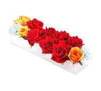 Generico Rectangular Acrylic Vases, 1x Rectangle Vase for Flowers, Modern Clear Flower Vases | Decorative Clear Rectangle Modern Flowers Holder Vase with 18 Holes | Long Dining Table Decor for Home