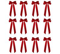 Generico Red Bows - 12 Piece Ribbon Topper with Clip - Tree-Topper Elegance Present Christmas Tree Bows Velvet | Easy Installation for Kitchen Outdoor Farmhouse Wall Indoor Crafts Women Men