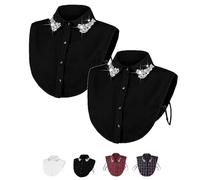 Generico Red Christmas Plaid Rhinestone Detachable Collar,No More Ugly Sweaters,Detachable Half Shirt,Stylish Dickey Fake Collar (Black 2)