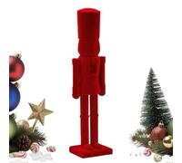 Generico Red Flocked Christmas Nutcracker, 39cm Holiday Tabletop Decor