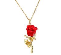 Generico Red Necklaces for Women Aesthetic Delicate Floral Pendant