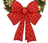 Generico Red Pre Lit Christmas Wreath Bow Outdoor Holiday Decor