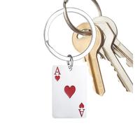 Generico Red Spades Card Keychain - Creative Metal Playing Card Keyring | Durable Zinc Alloy Bag Charm, Unique Birthday Present For Men And Women, Backpack Handbag Wallet Travel Gear Accessory