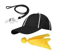 Generico Referee Costume Accessories - Referee Hat Whistle | Comfort Breathable Set With Hat Flag And Whistle For Men Women Youth Teens Baseball Basketball Football Volleyball Halloween Cosplay