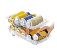 Generico Refrigerator Drink Organizer | Optimized Expandable Beverage Holder - Expandable Clear Drink Holder, Space Optimization Automatic Rolling Beverage Bottle Rack For Refrigerator RV Home