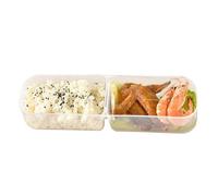 Generico Refrigerator Storage Containers - Stackable Box with Lid | Divided Fridge Containers | Airtight Box with Two or Three Grids for Yogurt Snack Fruit Scallion Ginger Garlic, Kitchen Pantry