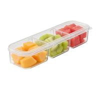 Generico Refrigerator Storage Containers - Stackable Box with Lid | Divided Fridge Containers | Airtight Box with Two or Three Grids for Yogurt Snack Fruit Scallion Ginger Garlic, Kitchen Pantry