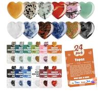 Generico Regalo di gemme di San Valentin per bambini, 24 pezzi Pietre a cuore Carte di San Valentin per ragazzi Ragazze Aula scolastica Valentine Scambio di regali in cristallos di rocca bombonieres