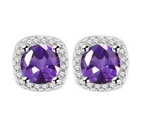 Generico Regalo gioielli per la Festa della Mamma Earrings Studs CZ Stud Earrings 10MM Square Round Teardrop Heart Stud Earrings For Women Orecchini Senza Buco Argento (Purple, One Size)