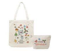 Generico ''Regalo per mamma'' Set Regalo di Natale Personalizzato Borsa Shopper e Pochette in Velluto a coste idea regalo natale coordinato combo organizer portatutto