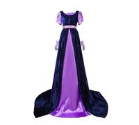 Generico Regency Empire Waist Tee Dress Regency Victorian Tee Dress Scollo Rotondo a Maniche Corte Dress Medieval European Retro Halloween Costume Renaissance Dress A-Line