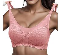 Generico Reggiseni Push-Up in Pizzo con Imbottitura dalle Coppe Leggermente Imbottite e Preformate Reggiseno Senza Cuciture Donna Cotone per Seno Grande e Cadente Bras (L)