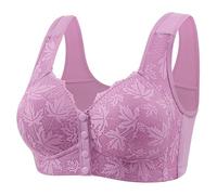 Generico Reggiseno Apertura Frontale Imbottito Reggiseno Allattamento Basic Bra Seamless Invisibile Bralette Mastoplastica Microfibra Bustino da Allenamento Curvy Corsetto Schiena Nuda