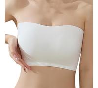 Generico Reggiseno Donna Pizzo Reggiseno Fascia Trasparente Reggiseno Senza Spalline per Donna Top a Tubo Elastico Estivo Reggiseno a Fascia Traspirante Senza Taping Seno Canottiera con (White, M)
