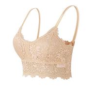 Generico Reggiseno Donna Triangolo Pizzo Stretch Leggero Reggiseni Base Top Corsetto con Scollatura a V Brassiere correzione della Postura Comodo Convertibili