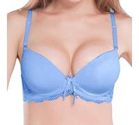 Generico Reggiseno Elegante con Ferretto Taglie Forti Coppa Modellante in Pizzo Spalline Personalizzabili Design Raffinato E Avvolgente Indumento Intimo Donna(Blue, 95C)