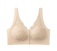 Generico Reggiseno maternità Allattamento Donna Leggermente Imbottito Nursing Senza Fili Chiusura Anteriore Design Sicuro E Comfortevole Indumento Intimo maternità(Beige, XL)