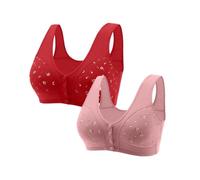 Generico Reggiseno Pacco da 2 Confezione da 2 Comodi Reggiseni a per Anziani 2023 Nuovi Comodi Reggiseni in Cotone con Chiusura Frontale con Bottoni per Le Donne anziane Reggiseno Rosso (Khaki, L)