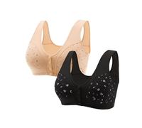 Generico Reggiseno Pacco da 2 Confezione da 2 Comodi Reggiseni a per Anziani 2023 Nuovi Comodi Reggiseni in Cotone con Chiusura Frontale con Bottoni per Le Donne anziane Reggiseno Rosso (White, XXL)