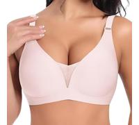 Generico Reggiseno Senza Ferretto Pizzo Donna Cuciture Comodo Reggiseno Scollo a V Bustino con Imbottitura Comfy Bralette Seamless Cinghie Regolabili Base Top Corsetto