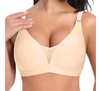 Generico Reggiseno Senza Ferretto Pizzo Donna Cuciture Comodo Reggiseno Scollo a V Bustino con Imbottitura Comfy Bralette Seamless Cinghie Regolabili Base Top Corsetto