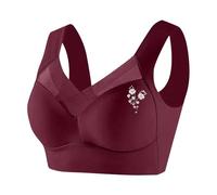 Generico Reggiseno Senza Ferretto Pizzo Donna Push Up Scollo a V Bustino Comodo Bralette Sollevamento e Sostegno Reggiseni Cuciture Biancheria Intima