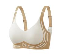 Generico Reggiseno Senza Ferretto Pizzo Donna Push Up Scollo a V Bustino Reggiseni con Scollatura Brassiere vestibilità Regular Comodo Cuciture Copertura Totale