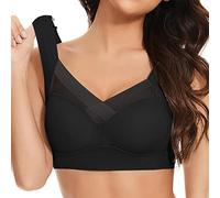 Generico Reggiseno Senza Ferretto Push Up Cuciture Collo a V Morbido Reggiseni da Donna Comodo Leggero Estivo Brassiere con Imbottito Semifisso in Pizzo Tank Top Underwear 3XL