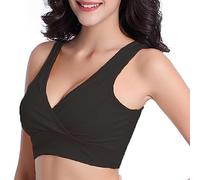 Generico Reggiseno Senza Ferretto Reggiseno Senza Cuciture Gilet da donna senza anello in acciaio in cotone per allattamento comodo reggiseno per dormire Top Palestra Donna Reggiseno Donna (Black, XL)